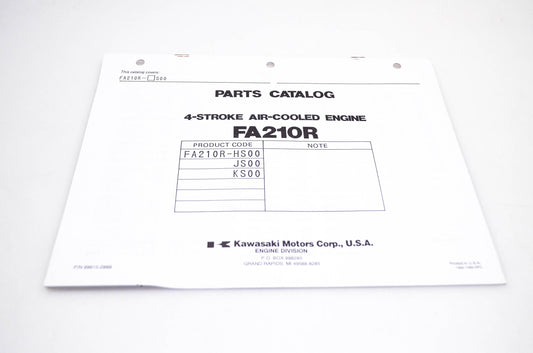 New OEM Kawasaki 99910-2888 FA210R Parts Catalog NOS
