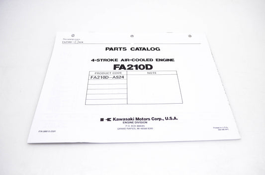 New OEM Kawasaki 99910-2591 FA210D Parts Catalog NOS