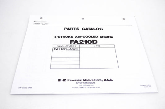 New OEM Kawasaki 99910-2456 FA210D Parts Catalog NOS