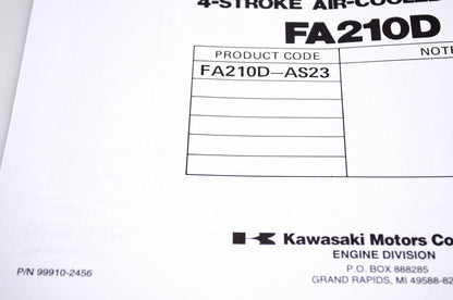 New OEM Kawasaki 99910-2456 FA210D Parts Catalog NOS