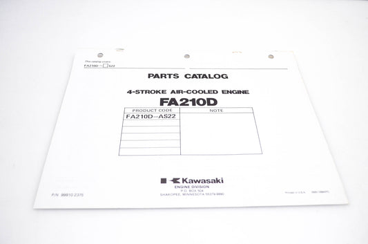 New OEM Kawasaki 99910-2375 FA210D Parts Catalog NOS