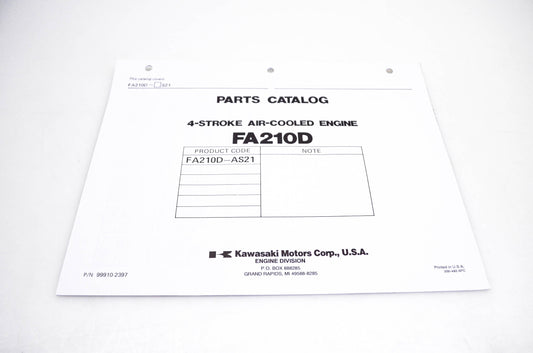 New OEM Kawasaki 99910-2397 FA210D Parts Catalog NOS