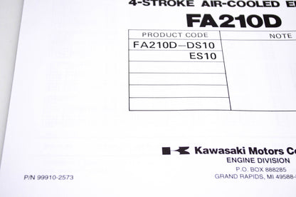 New OEM Kawasaki 99910-2573 FA210D Parts Catalog NOS