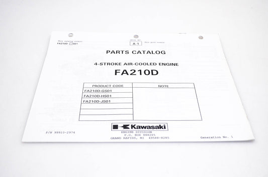New OEM Kawasaki 99910-2974 FA210D Parts Catalog NOS