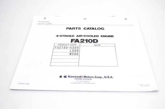 New OEM Kawasaki 99910-2889 FA210D Parts Catalog NOS