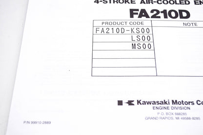 New OEM Kawasaki 99910-2889 FA210D Parts Catalog NOS