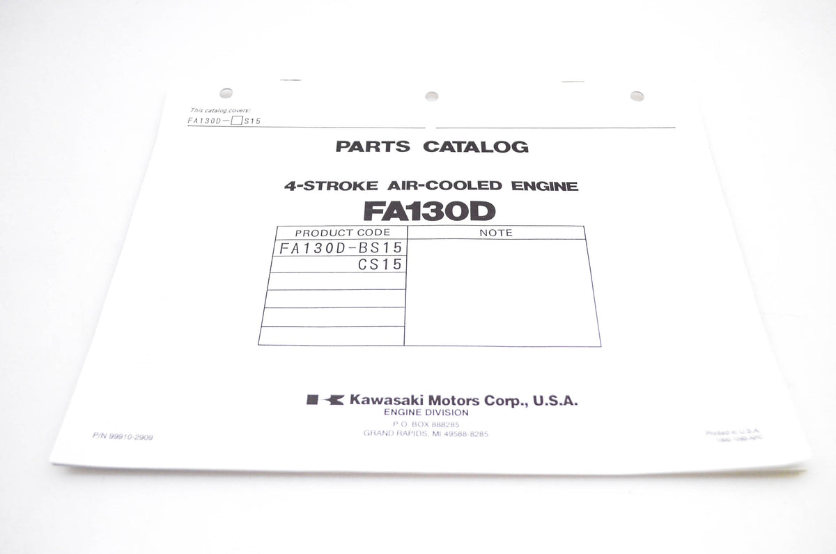 New OEM Kawasaki 99910-2909 FA130D Parts Catalog NOS
