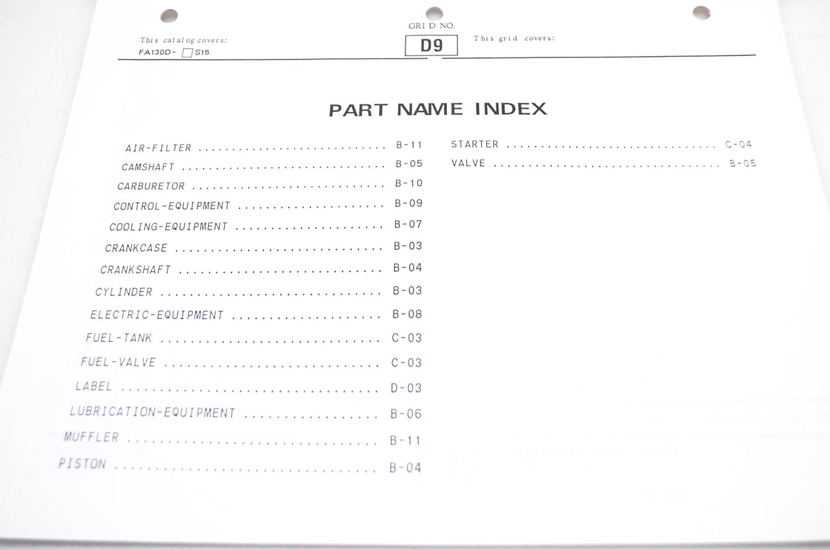 New OEM Kawasaki 99910-2909 FA130D Parts Catalog NOS