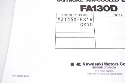 New OEM Kawasaki 99910-2909 FA130D Parts Catalog NOS