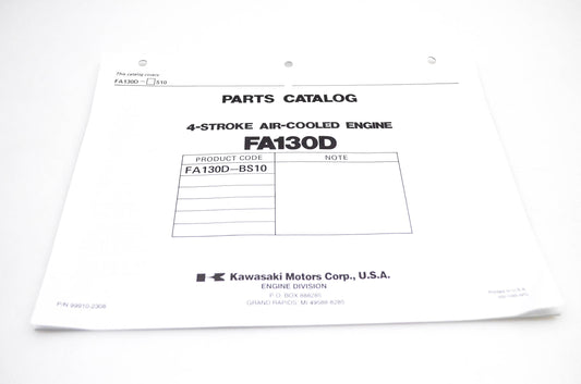 New OEM Kawasaki 99910-2308 FA130D-BS10 Parts Catalog NOS