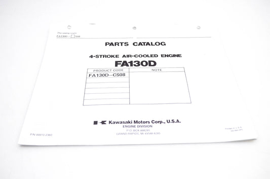 New OEM Kawasaki 99910-2360 FA130D Parts Catalog NOS