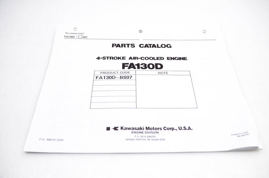 New OEM Kawasaki 99910-2305 FA130D Parts Catalog NOS