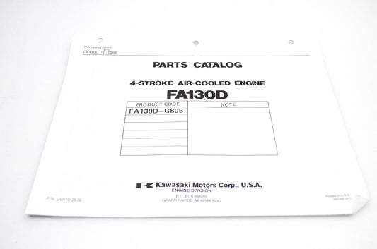 New OEM Kawasaki 99910-2576 FA130D Parts Catalog NOS