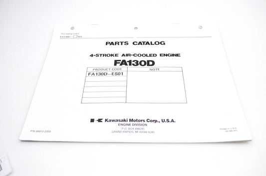 New OEM Kawasaki 99910-2359 FA130D Parts Catalog NOS