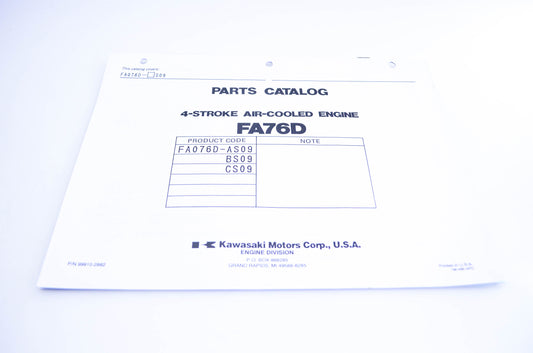 New OEM Kawasaki 99910-2882 FA76D Parts Catalog NOS