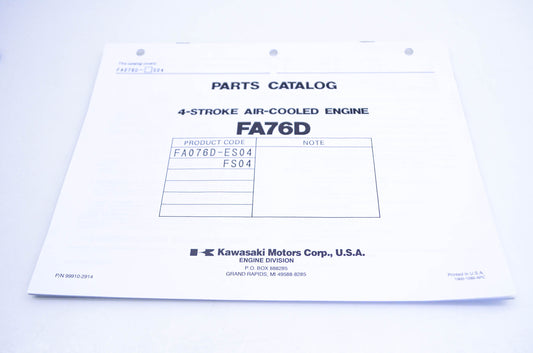 New OEM Kawasaki 99910-2914 FA76D Parts Catalog NOS