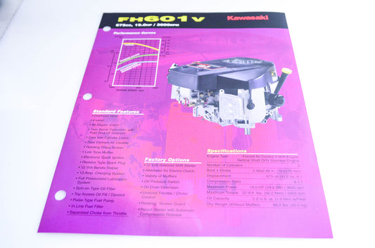 New OEM Kawasaki 99969-1730 FH601V Specification Sheet NOS