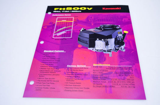 New OEM Kawasaki 99969-1652 A FH500V Specification Sheet NOS
