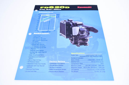 New OEM Kawasaki 99909-2156A FD620D Specification Sheet NOS
