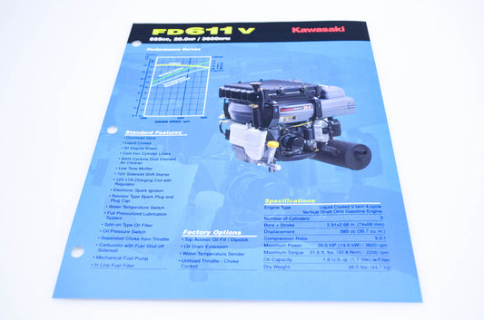 New OEM Kawasaki 99969-1653 FD611V Specification Sheet NOS