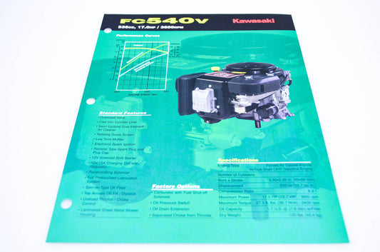New OEM Kawasaki 99909-2149A FC540V Specification Sheet NOS