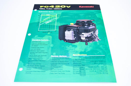 New OEM Kawasaki 99909-2150A FC420V Specification Sheet NOS