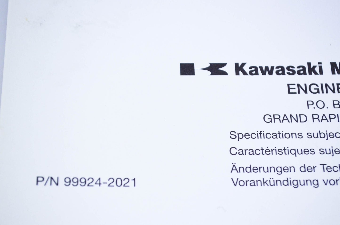 New OEM Kawasaki 99924-2021 Workshop Manual FG150,200,230,270,300 NOS