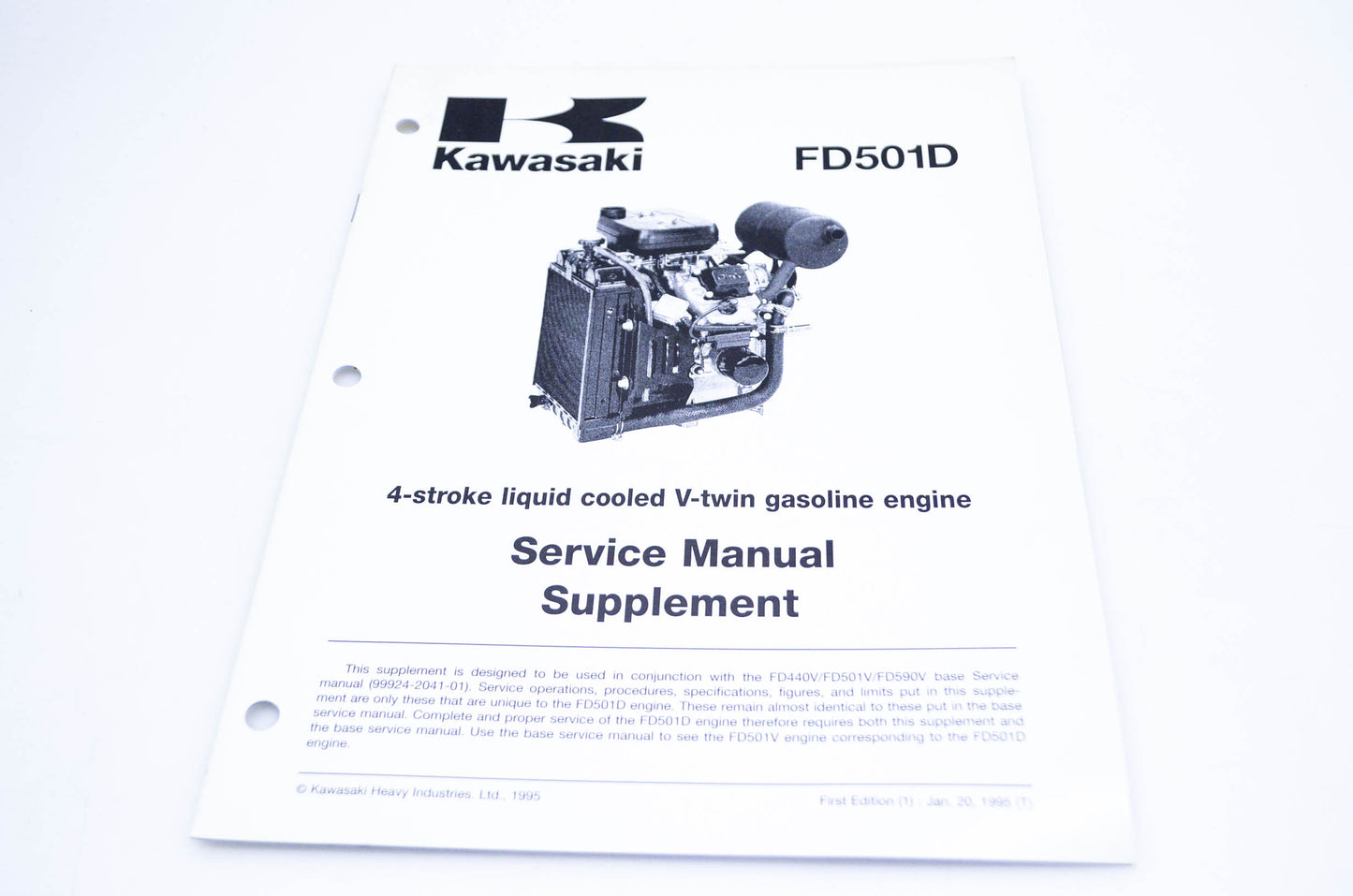 New OEM Kawasaki 99924-2043-51 Service Manual Supplement FD501D NOS
