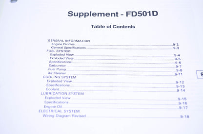 New OEM Kawasaki 99924-2043-51 Service Manual Supplement FD501D NOS