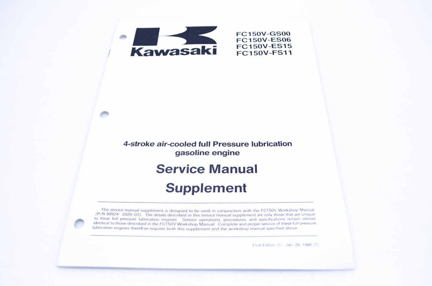 New OEM Kawasaki 99924-2042-51 Service Manual Supplement FC150V-GS00,ES06,ES15,FS11 NOS