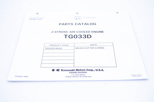 New OEM Kawasaki 99911-A628 Parts Catalog TG033D NOS