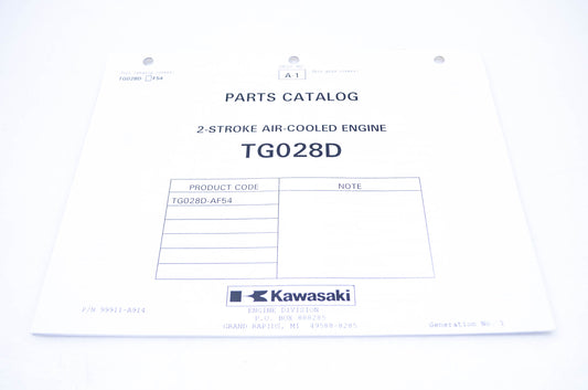 New OEM Kawasaki 99911-A914 Parts Catalog TG028D NOS
