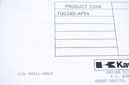 New OEM Kawasaki 99911-A914 Parts Catalog TG028D NOS