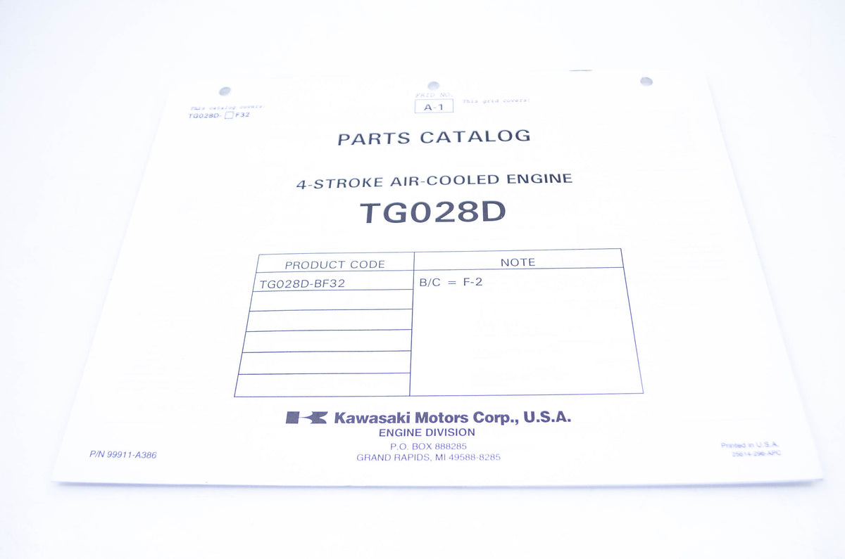 New OEM Kawasaki 99911-A386 Parts Catalog TG028D NOS