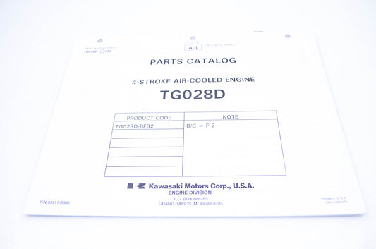 New OEM Kawasaki 99911-A386 Parts Catalog TG028D NOS