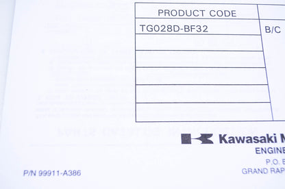 New OEM Kawasaki 99911-A386 Parts Catalog TG028D NOS