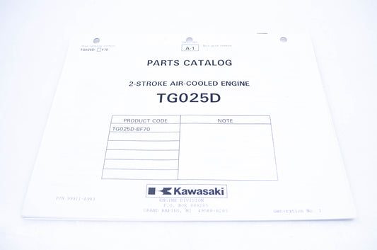 New OEM Kawasaki 99911-A983 Parts Catalog TG025D NOS