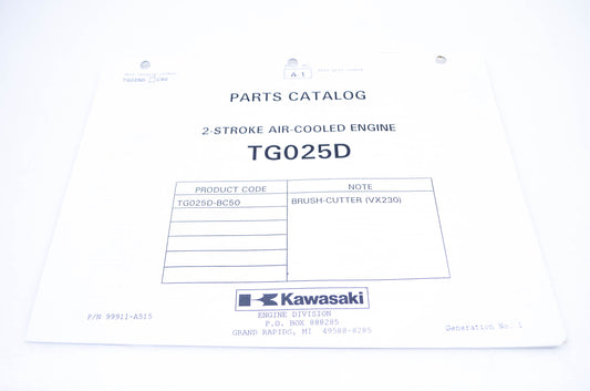 New OEM Kawasaki 99911-A515 Parts Catalog TG025D NOS