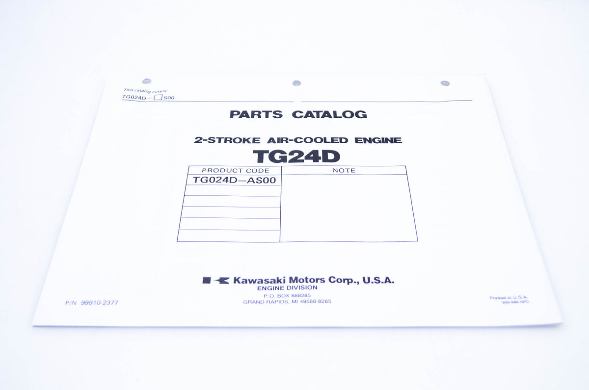 New OEM Kawasaki 99910-2377 Parts Catalog TG24D NOS