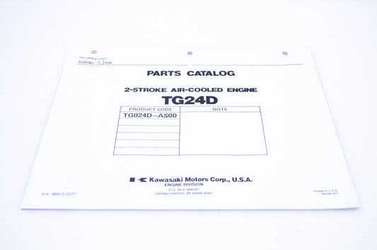 New OEM Kawasaki 99910-2377 Parts Catalog TG24D NOS
