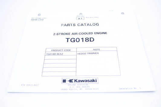 New OEM Kawasaki 99910-A937 Parts Catalog TG018D NOS