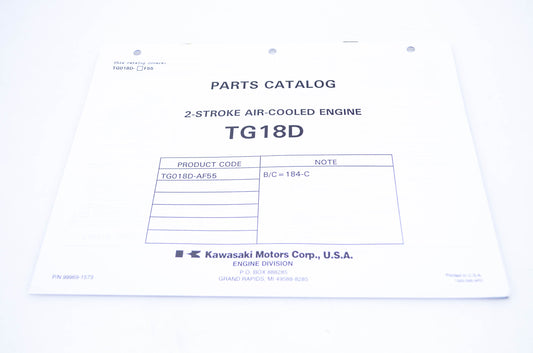 New OEM Kawasaki 99969-1573 Parts Catalog TG18D NOS
