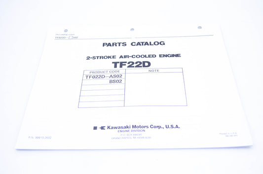 New OEM Kawasaki 99910-2602 Parts Catalog TF22D NOS