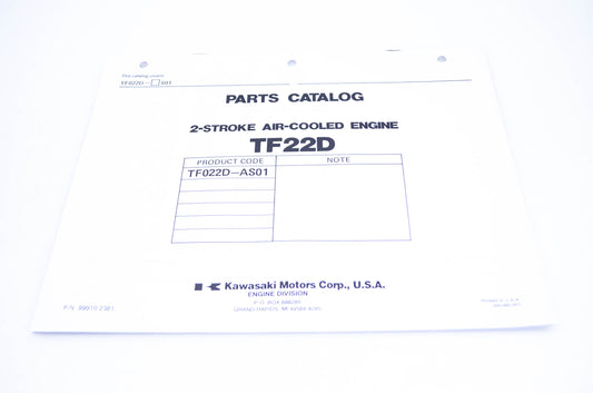 New OEM Kawasaki 99910-2381 Parts Catalog TF22D NOS