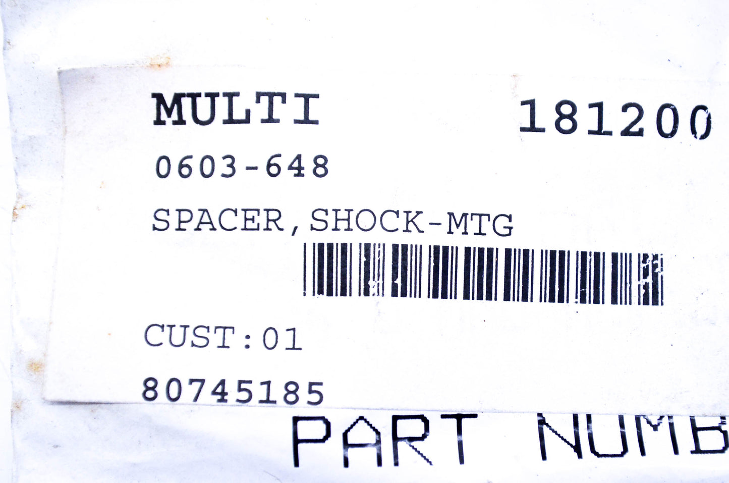 New OEM Arctic Cat 0603-648 Shock Spacer NOS