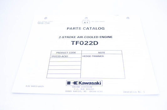 New OEM Kawasaki 99910-A929 Parts Catalog TF022D NOS