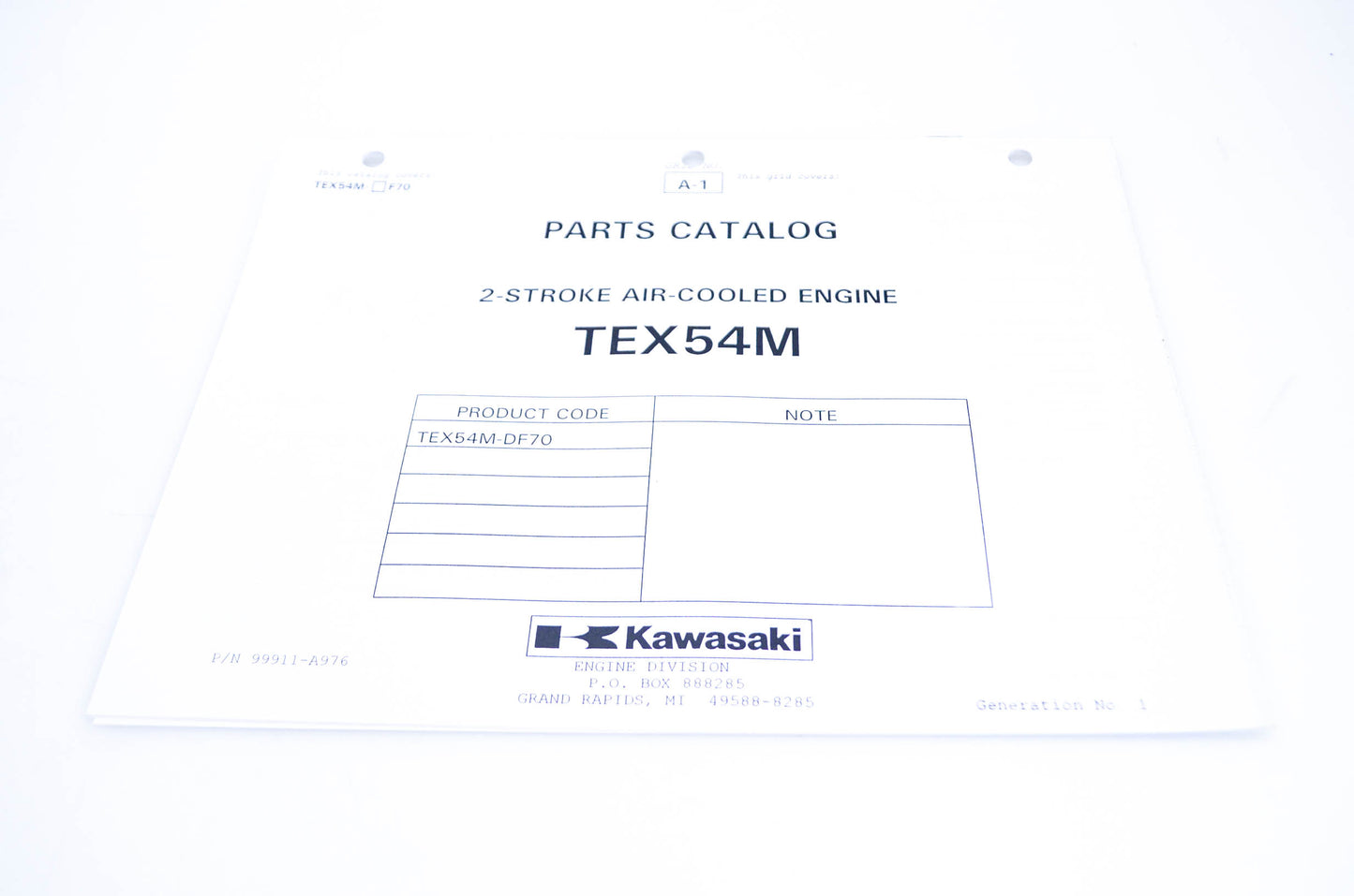 New OEM Kawasaki 99911-A976 Parts Catalog TEX54M NOS