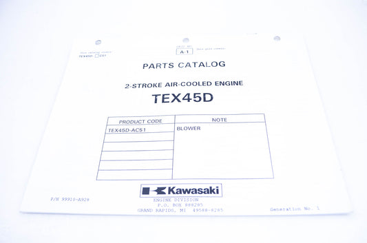 New OEM Kawasaki 99910-A928 Parts Catalog TEX45D NOS
