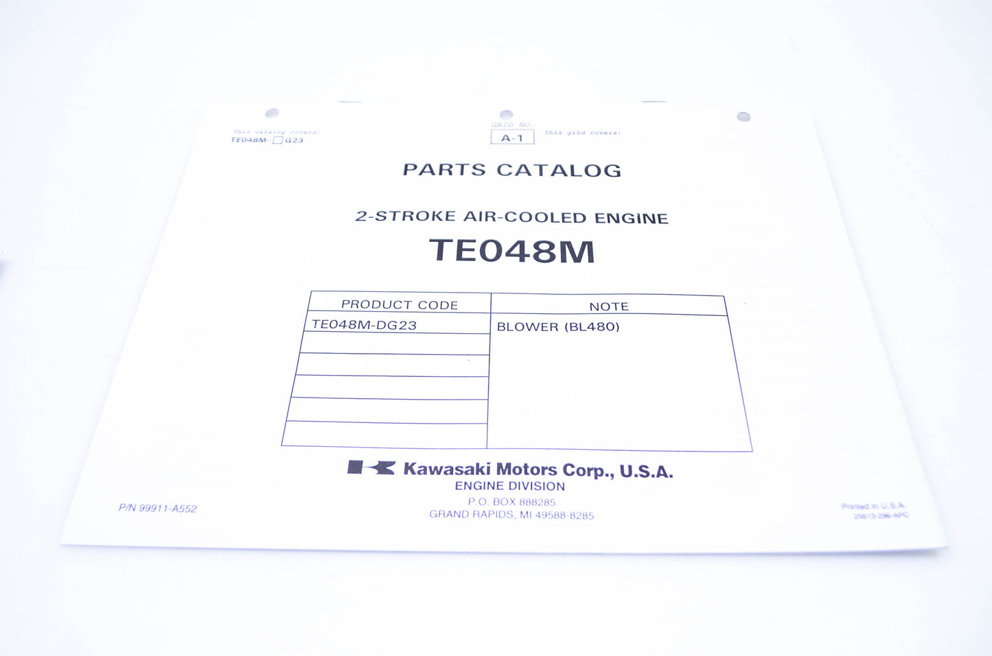 New OEM Kawasaki 99911-A552 Parts Catalog TE048M NOS