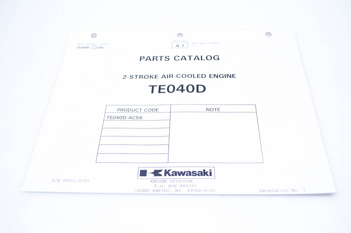 New OEM Kawasaki 99911-A705 Parts Catalog TE040D NOS
